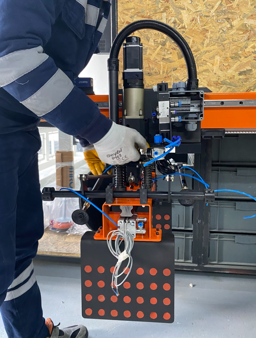 Engineer working on a complex machine.