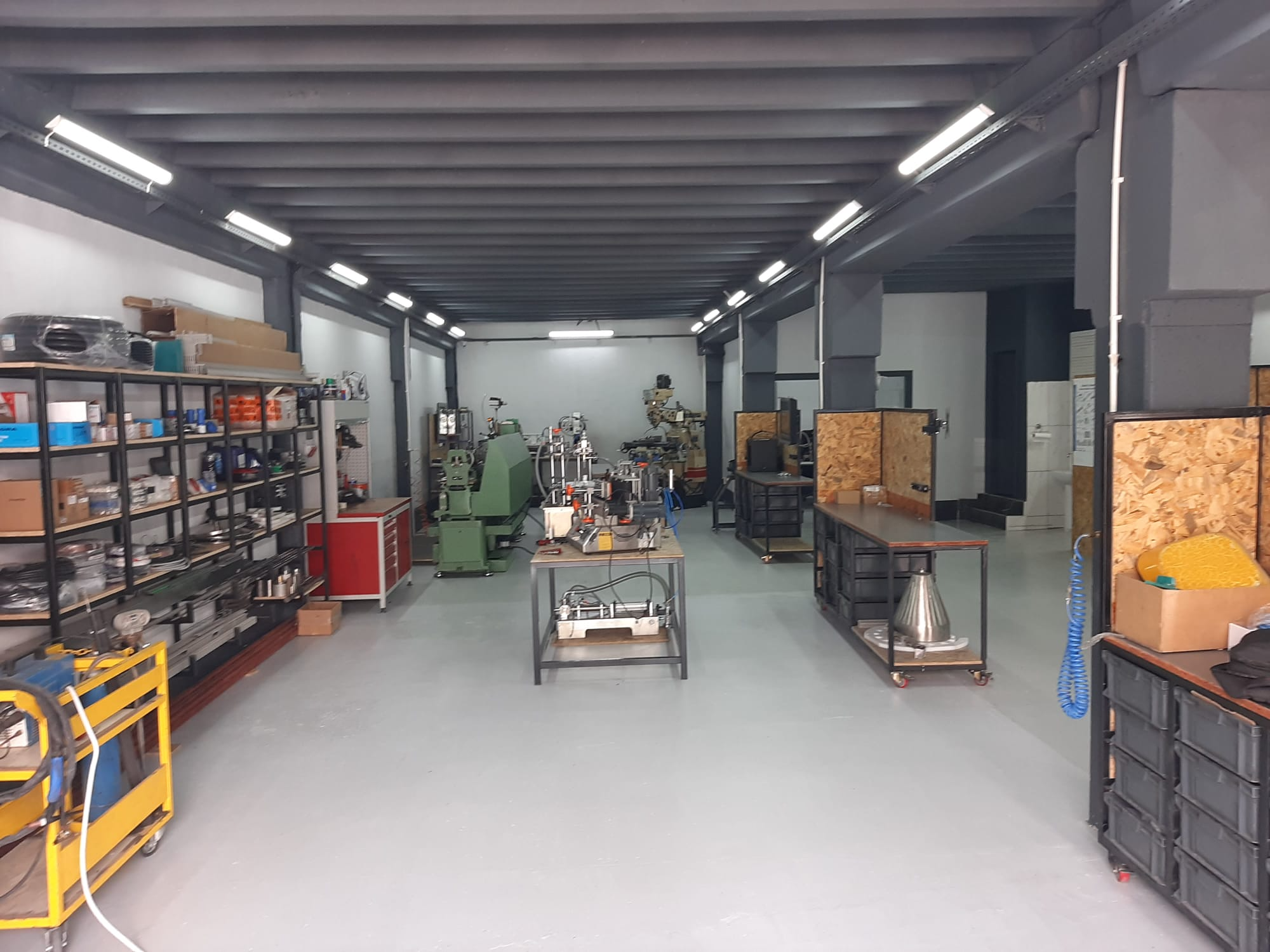 A modern and clean workshop interior.